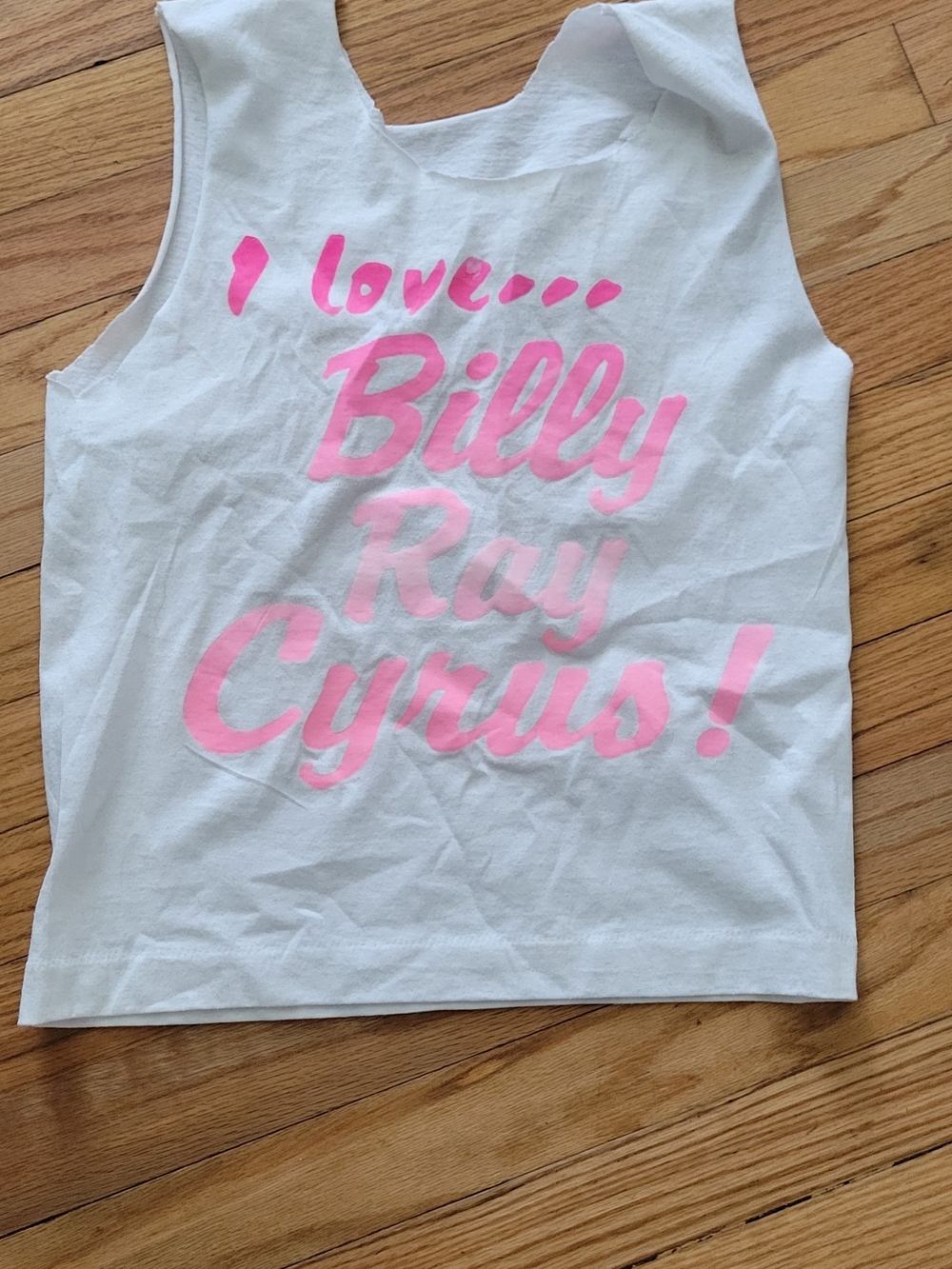 Vintage 1991 Billy Ray Cyrus Graphic Kids Tank Top - White with Pink Print